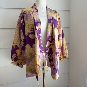 Vintage Floral Print Kimono Jacket Haori Jacket